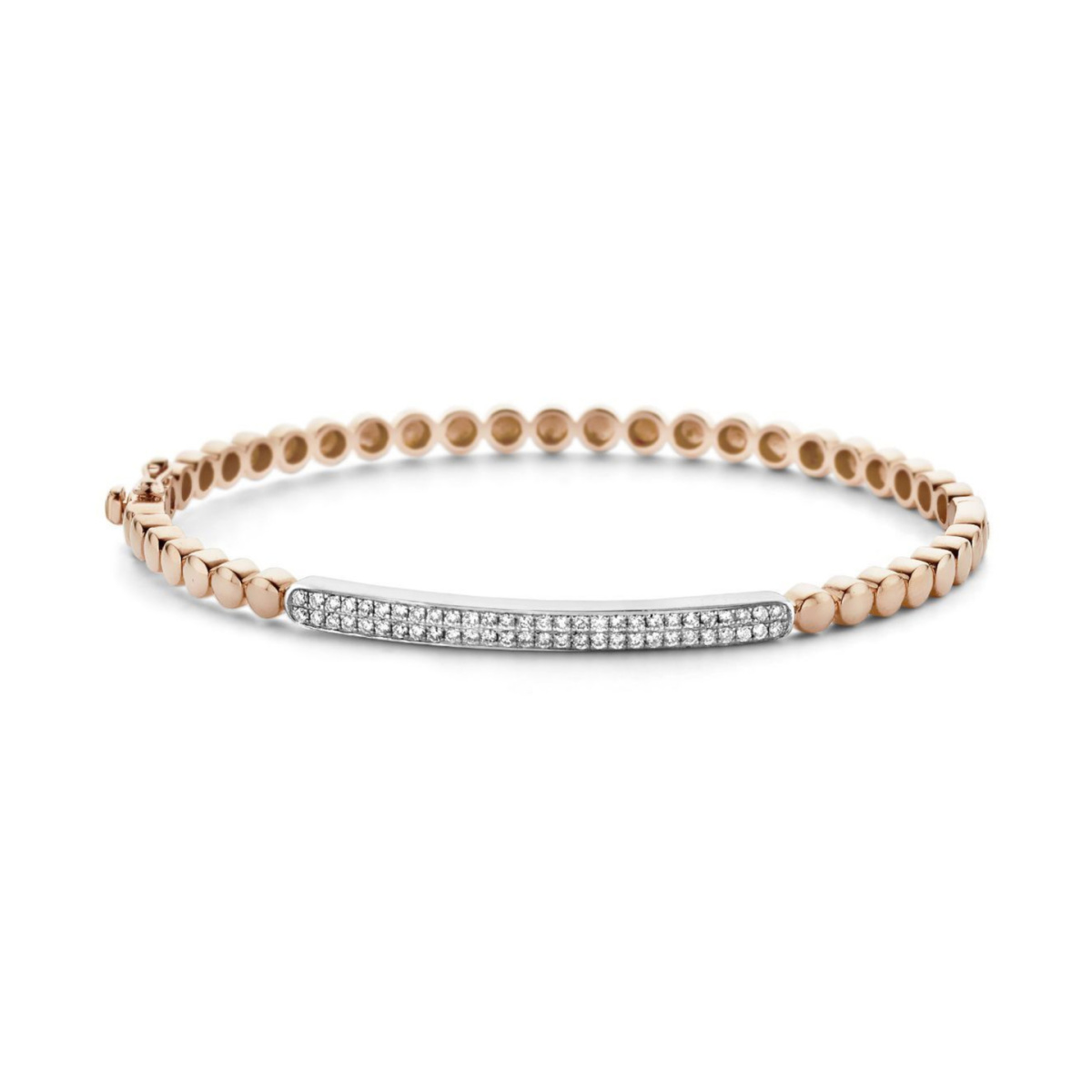 Bracelet rigide diamants sur or rose | Joaillerie Bollot